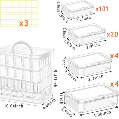 Image of 131pcs Bead Storage Container,4Tier-Bead Organizer Boxes And Craft Storage Boxes, Storage Stackable portable box,DIY Jewelry Craft Nails, Bracelets, Jewelry, Diamonds, Pens, (4Tier)