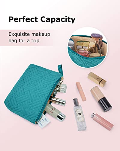Image of BAGSMART Makeup Bag Travel Cosmetic Bag, Double-layer,Pink, Ⅸ-Teal-1pcs, Small, Elegant