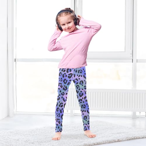 Blue Purple Leopard Girls Leggings Soft Stretch Workout Yoga Dance Pants for Kids Casual Tights4