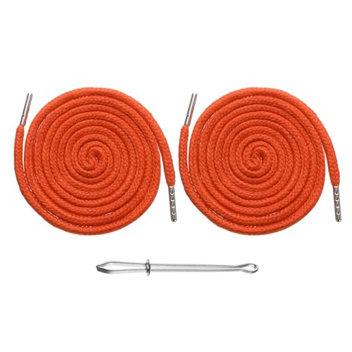 QUARKZMAN 2 cordones de repuesto de 130 cm, con enhebrador para sudaderas, chaquetas, pantalones, sombreros, abrigos, bolsillos, color naranja