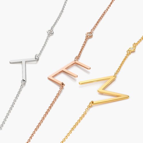 OAK & LUNA - Personalized Side Initial Necklace - Dainty Gift for Her, Women - Custom Jewelry for Christmas, Birthday, Mother's Day2