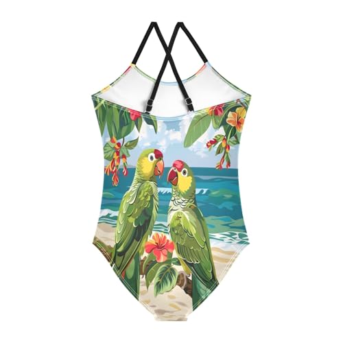 Girl's One Piece Swimsuit Parrots on The Beach Beach Bathing Swimwear2