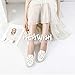 HEAWISH Women's Floral Ballet Flats for Women Black Beige Slip On Flowers PU Leather Round Toe Dress Shoes(Beige,US8)