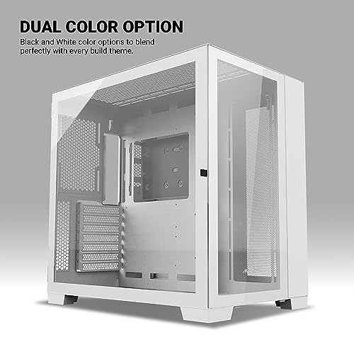 Image of Ant Esports Crystal XL Mid-Tower Computer Case /Gaming Cabinet - White | Support ATX, Micro-ATX, Mini-ITX