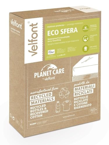 Velfont Ecosfera - Protector de colchón de tamaño francés, 140 x 190/200 cm, impermeable, transpirable, antiácaros, blanco, 140 x 200 cm