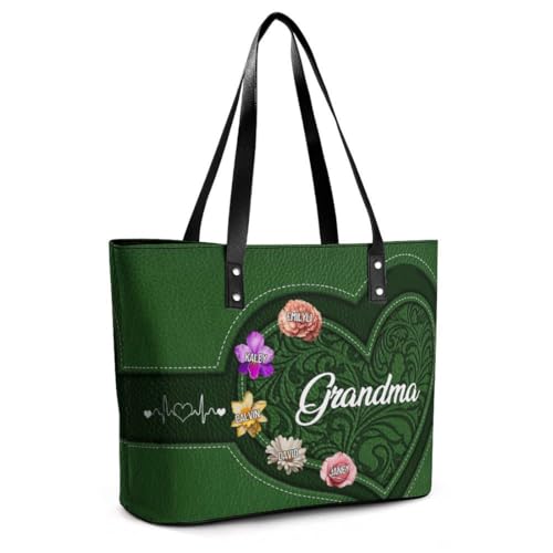 Personalized Shoulder Bag Custom Names Mothers Day Handbag Large Capacity Handbag Gift for Grandmother Mom Mother2