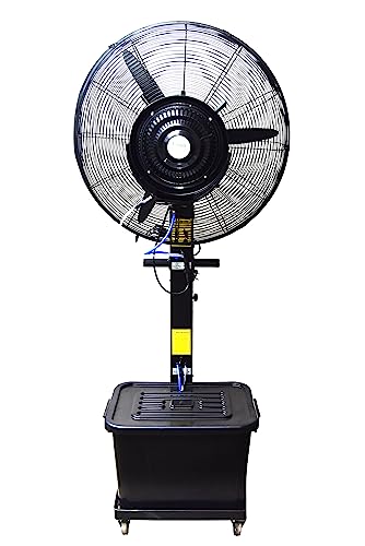 E-COOL Mist Fan 26 inch, 42 Liter Tank, With free Assembly Included Cooler Water (Black)