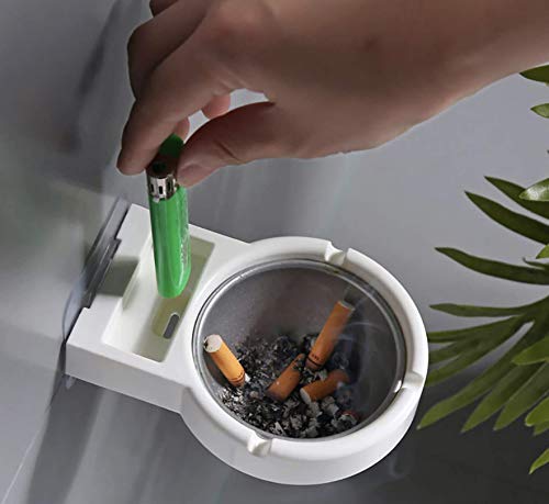 Image of KolorFish Wall Mounted Ashtray, Ashtrays for Cigarettes, Cigarette Holder for Home, Office, Toilet, Bathroom (White)