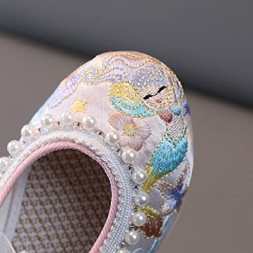 Girls Flat Bottomed Embroidered Sandals Fashionable Antique Costume Children Performance Children Slides for Girls (Pink, 9.5-10 Years Big Kids)4