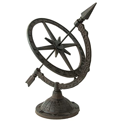 Woodside Decorative Garden Table Sundial, Traditional Antique Cast Iron Outdoor Accessory