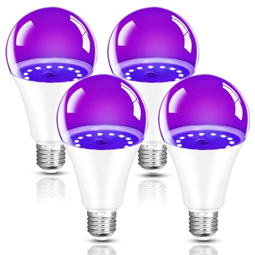 Bordeag 4 lâmpadas UV LED 9W lâmpadas luz preta lâmpada E27 lâmpada LED ultravioleta 385-400nm luz preta LED lâmpada ultravioleta violeta para Halloween Natal fluorescente e pintura corporal