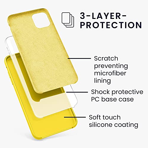 Image of VONZEE Liquid Silicone Soft Back Cover for iPhone 11 Case, Shockproof Slim Camera & Full Body Protection Non Yellowing Cover with Microfiber Lining & Logo Cut (6.1 Inch) - Yellow