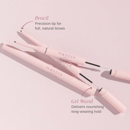 Image of Wander Beauty Women's Upgraded Brows Pencil & Treatment Gel Duo, Medium Brown, 1 Count (Pack of 1)