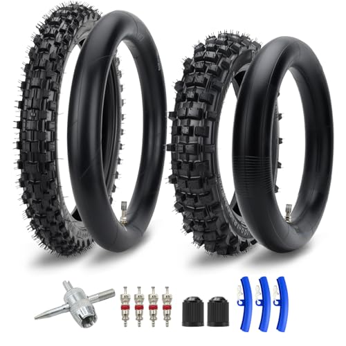 60/100-14 2.50-14 Front 80/100-12 3.00-12 Rear Dirt Bike Tire and Inner Tube Set...