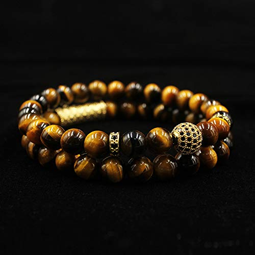 BOMAIL 8mm Tiger Eye Stone Beads Bracelet Elastic Natural Stone Yoga Bracelet for Women Men2