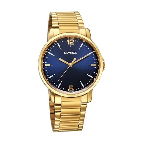 Sonata Traditional Essentials Quartz Analog Blue Dial Stainless Steel Strap Watch for Men-77083YM08 (B0CY54Y3Q6) Amazon Price History, Amazon Price Tracker