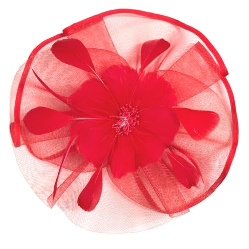 Sombrero fascinador con pluma y flor para mujer miniatura 3