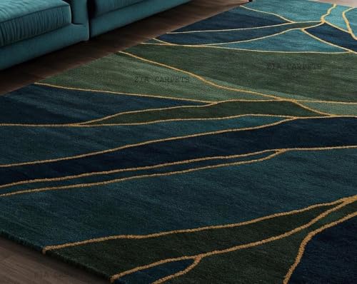 Image of zia carpets Hand Tufted Woollen Modern Collection Bedroom & Living Room Carpet Size 10 X 13 Feet