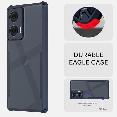 Image of Pikkme Motorola Moto Edge 50 Fusion 5G / Motorola Moto G96 5G Back Cover | Crystal Clear Transparent Back | Ultra Hyrbid | Full Camera Protection | Raised Edge | Bumper Back Case (Blue)