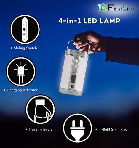 Image of Electric & Solar Rechargeable 4 Tube 80W Lantern Emergency Light | 7 Hours Backup | High Power Multi-Function Light