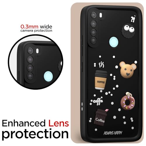 Image of Bintage Cute Fun Taddy| 3D Ball Bear| Donut| Coffee Rubber Case Camera Protection Back Cover Compatible for Redmi Note 8 - Black