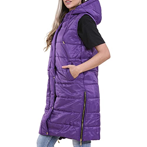 A2Z Ladies Gilet Oversized Hooded Quilted Padded Long Line Vest Adults Zip Up Women Quilted jackets S - 6XL3