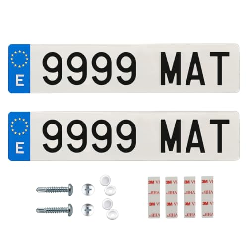 Matrícula Acrílica Homologada 52x11 CM | Matrícula de Coche Universal Europea | Material Resistente y Elegante | Fácil y Rápida Instalación (Pack 2 Unidades)