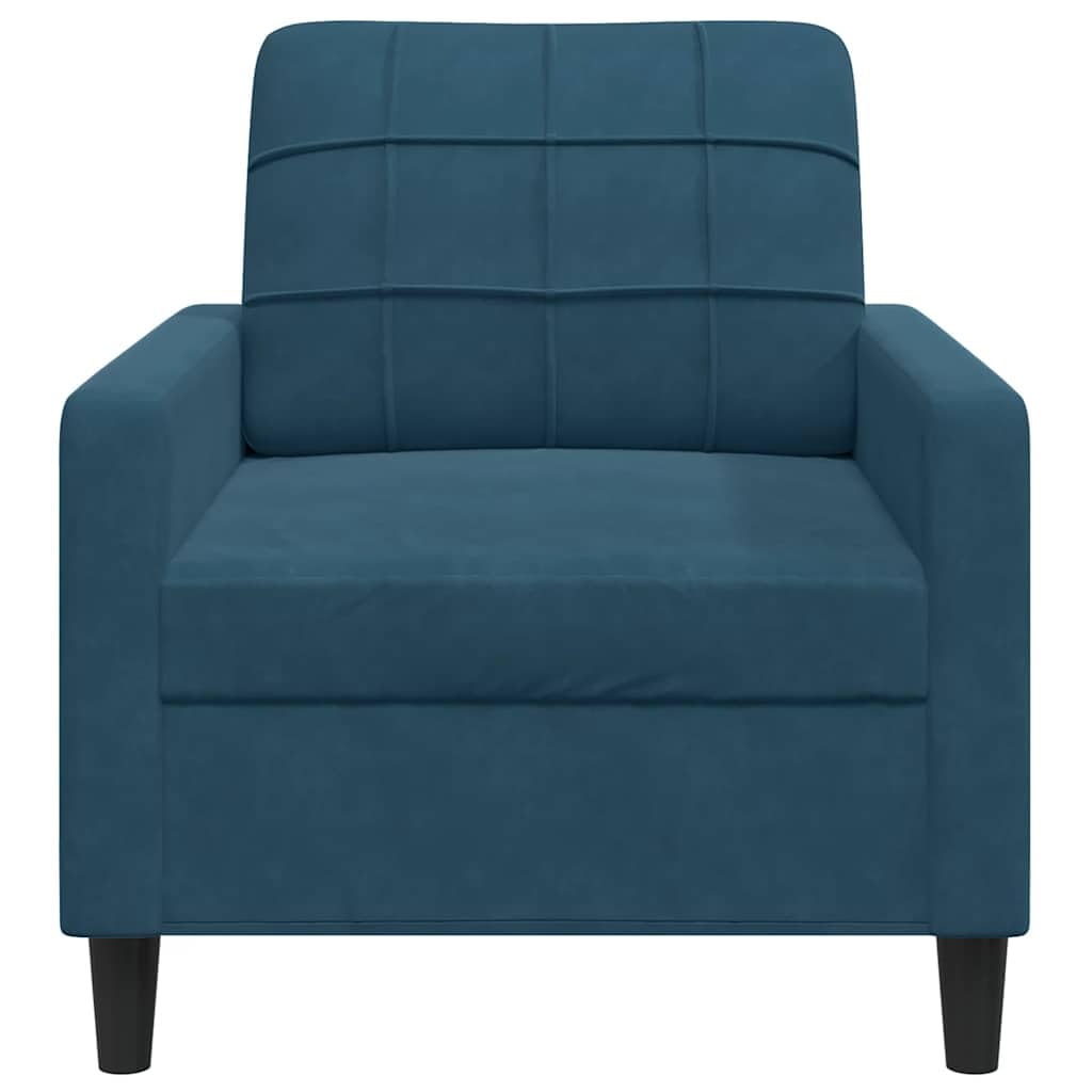 Poltrona blu in velluto con struttura in metallo, larghezza della seduta 60 cm e comfort imbottito, per soggiorno, camera degli ospiti e ore di relax