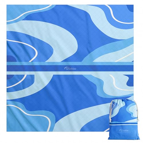 Diveblues Beach Picnic Blanket, Dual Layer, Sandproof Water Resistant Beach Blanket, Packable, Washable, Great for Camping, Outdoors, Festivals, 71