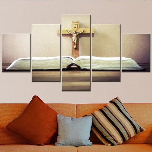 Láminas decorativas de pared con diseño cristiano de Biblia y cruz, set de 150x80cm
