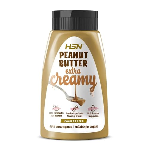 HSN Crema de Cacahuete 100% Natural | Textura Fluida Extra Cremosa con Dosificador | 180g | Sin Aceite de Palma, Sal ni Azúcares Añadidos | Vegano, No-GMO
