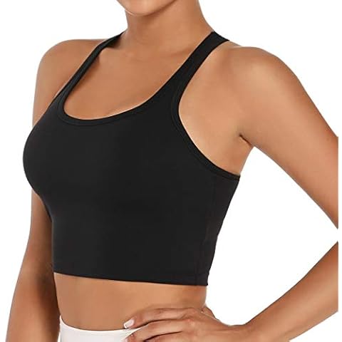 Nanomi Beauty Womens Removable Padded Sports Bras Workout Running Yoga Tank Tops (Black, M) Cover