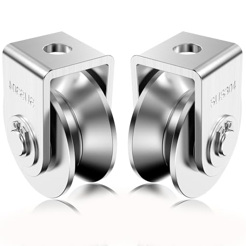 2 Pack 3 Inch V Groove Pulley Block 304 Stainless Steel Roller 1760lb
