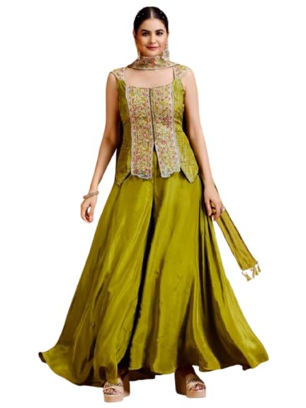 Ready To Wear Western Drape Lehenga Choli Set Fancy Dupptta Set For Women Chinon Silk Fabric On Multi Color Embrodery Sequance & Fancy Lace Work Fully Stitched-image-28