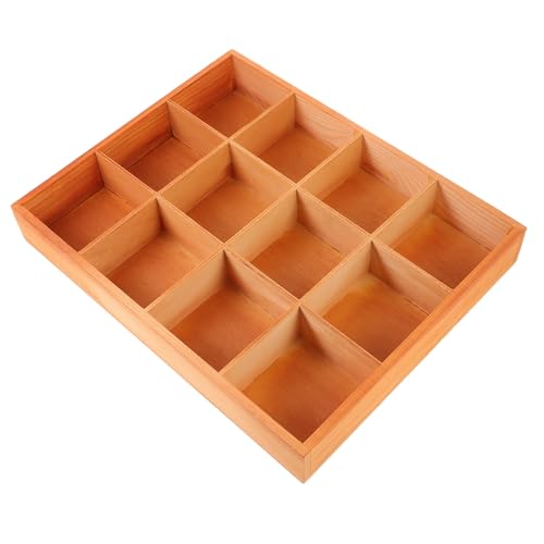 DECHOUS Bandeja Organizadora de Madera 12 Compartimentos, Soporte para Macetas Suculentas, Base de Madera para Jardineras, Caja de Almacenamiento Multiuso para Jardín y Hogar, Organizador