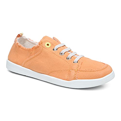 Vionic Beach Pismo Casual Womenâ€™s Fashion Sneakers-Sustainable Shoes That Include Three-Zone Comfort with Orthotic Insole Arch Support, Machine Wash Safe- Sizes 5-11 Melon Canvas 8 Medium US