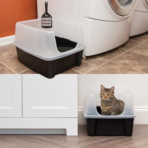 image for IRIS USA 2 Pack Large Open Top Cat Litter Box with High Sides, Scatter