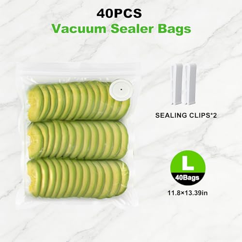 Image of Vacuum Sealer for Food,40 Reusable Vacuum Sealer Bag for Food, Large Vacuum Storage Bags, Compatible With Many Vacuum Sealers