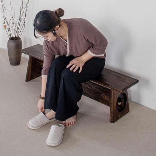 Banc rustique en bois d'acacia massif pour entrée de maison