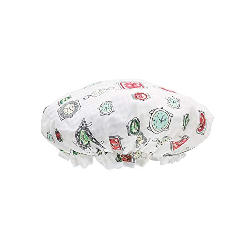 Shower Cap for Women Double Waterproof Plastic Cap Elastic Reusable Bathing Hair Cap Beauty Salon Spa Shower Caps for All Hair Lengths