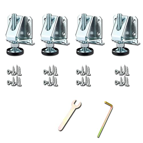 4Pcs M10 Patas Niveladoras Resistentes, Niveladores Resistentes para Muebles, Patas Niveladoras Acero con Tuercas Seguridad, Niveladores Ajustables para Muebles, Gabinetes, Banco Trabajo, Mesa Cover