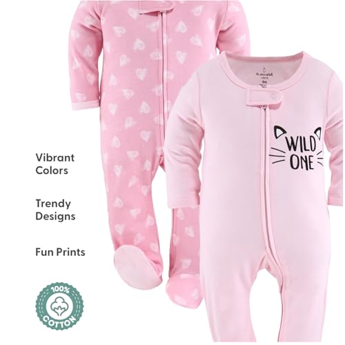 The Peanutshell Baby Girl Sleepers Set - Newborns & Infants 0-9 Months - Newborn Baby Baby Girl Sleepers - Cheetah Hearts3