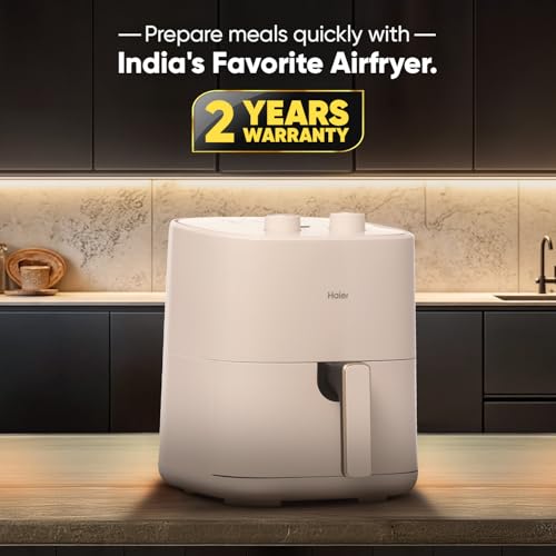 Image of Haier Air Fryer 5 Litre Manual Control 1500 Watts Powerful Heating 3D Hot Air Baking Technology 10 Preset Recipes Auto Shut off 2 Year Warranty HAF-M503I