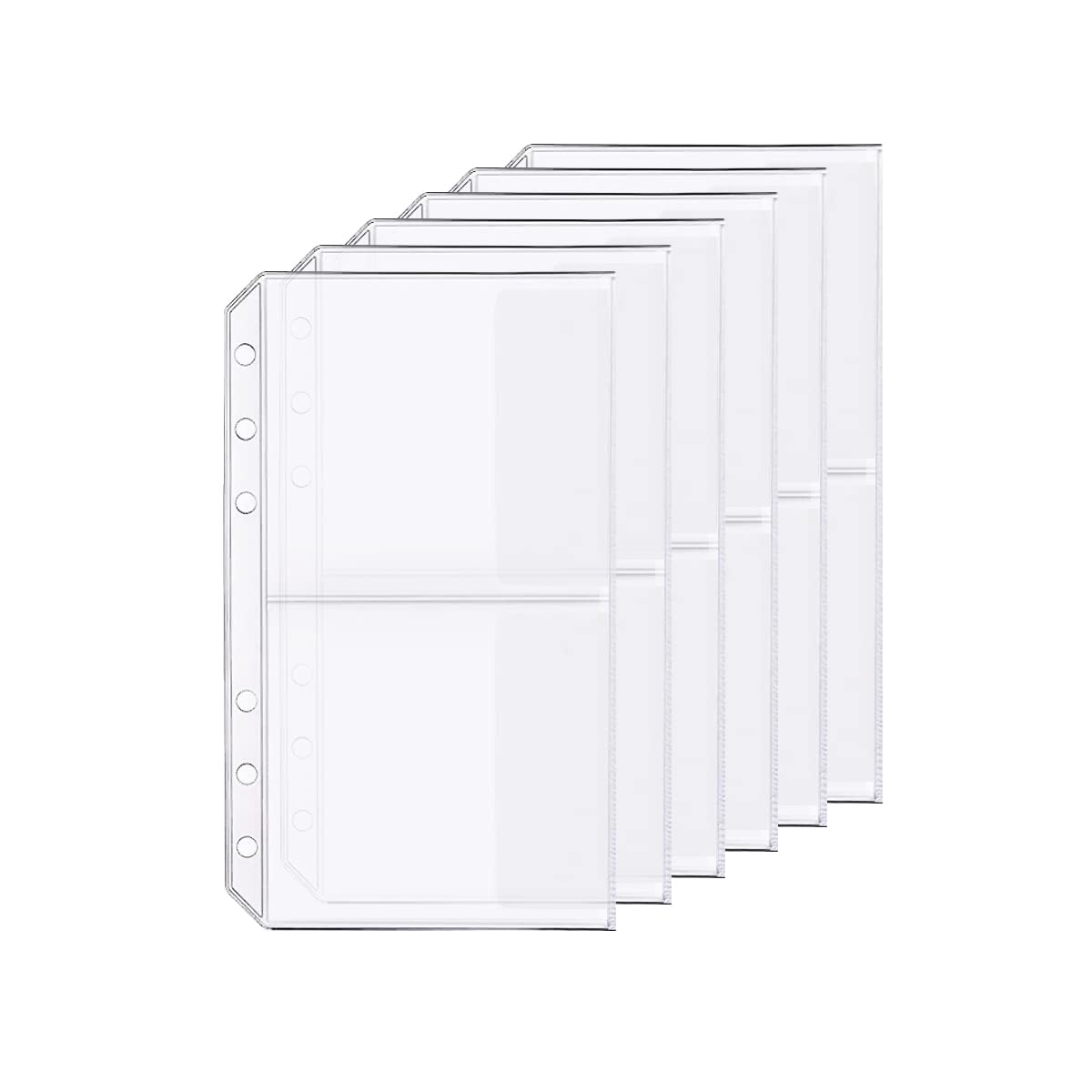 D Ring Binder Accessory Punched Binder Pockets Divider Ruler Tab Index (2 Pocket,A6) 2 Pocket A6