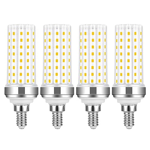 E12 20W Warm White 3000K LED Bulbs - 150W Equivalent, Non-Dimmable, 4 Pack for Chandeliers, Ceiling...