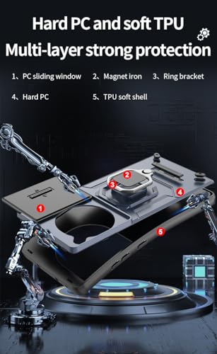 Image of CamShield Pro Case with Slide Camera Protection and 360 Protection Ring Stand Bumper Back Case Cover for OnePlus 12R 5G (Blue)