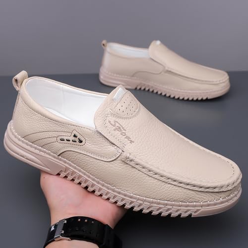 Mens Handmade Leather Slip On Loafers Casual Lightweight Soft Non Slip Walking Shoes for Driving Daily Work Office3