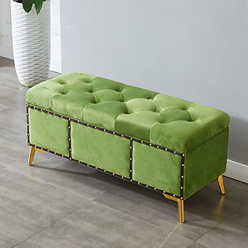 Banc à Chaussures Vert en Velours pour Entrée Étroite et Confortable