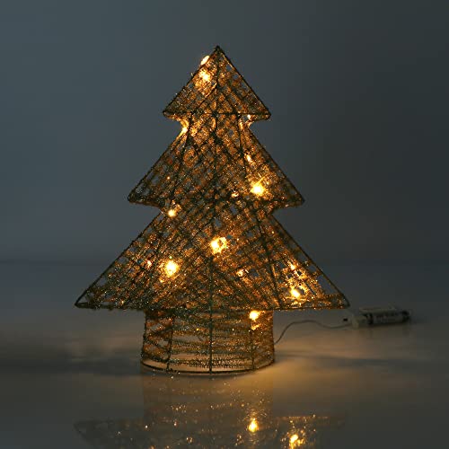 com-four® Decoración de árbol de Navidad LED - Decoración de árbol de Navidad con LED y Temporizador - Soporte para árbol de Navidad con luz Blanca cálida (01 Pieza - árbol - 32cm - Temporizador)
