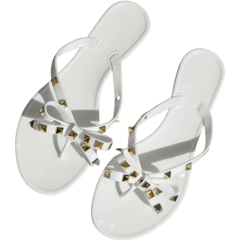 Summer women's flip-flops, bow rivets, beach vacation flip-flops, sandals and slippers